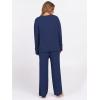 imageANRABESS Womens Pajama Sets Fuzzy Fleece 2 Piece Long Sleeve Sweater Knit Top Wide Leg Pants Lounge Pj Set 2025 Fall OutfitsNavy Blue