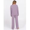 imageANRABESS Womens Pajama Sets Fuzzy Fleece 2 Piece Long Sleeve Sweater Knit Top Wide Leg Pants Lounge Pj Set 2025 Fall OutfitsPurple
