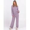 imageANRABESS Womens Pajama Sets Fuzzy Fleece 2 Piece Long Sleeve Sweater Knit Top Wide Leg Pants Lounge Pj Set 2025 Fall OutfitsPurple