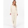 imageANRABESS Womens Pajama Sets Fuzzy Fleece 2 Piece Long Sleeve Tops Wide Leg Pants Lounge Matching Pj Set 2025 Fall OutfitsBeige