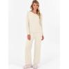 imageANRABESS Womens Pajama Sets Fuzzy Fleece 2 Piece Long Sleeve Tops Wide Leg Pants Lounge Matching Pj Set 2025 Fall OutfitsBeige