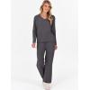 imageANRABESS Womens Pajama Sets Fuzzy Fleece 2 Piece Long Sleeve Tops Wide Leg Pants Lounge Matching Pj Set 2025 Fall OutfitsDeep Grey