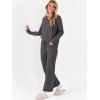 imageANRABESS Womens Pajama Sets Fuzzy Fleece 2 Piece Long Sleeve Tops Wide Leg Pants Lounge Matching Pj Set 2025 Fall OutfitsDeep Grey