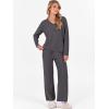 imageANRABESS Womens Pajama Sets Fuzzy Fleece 2 Piece Long Sleeve Tops Wide Leg Pants Lounge Matching Pj Set 2025 Fall OutfitsDeep Grey