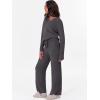 imageANRABESS Womens Pajama Sets Fuzzy Fleece 2 Piece Long Sleeve Tops Wide Leg Pants Lounge Matching Pj Set 2025 Fall OutfitsDeep Grey