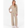 imageANRABESS Womens Pajama Sets Fuzzy Fleece 2 Piece Long Sleeve Tops Wide Leg Pants Lounge Matching Pj Set 2025 Fall OutfitsLight Khaki