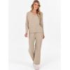imageANRABESS Womens Pajama Sets Fuzzy Fleece 2 Piece Long Sleeve Tops Wide Leg Pants Lounge Matching Pj Set 2025 Fall OutfitsLight Khaki