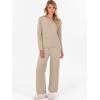 imageANRABESS Womens Pajama Sets Fuzzy Fleece 2 Piece Long Sleeve Tops Wide Leg Pants Lounge Matching Pj Set 2025 Fall OutfitsLight Khaki