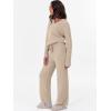 imageANRABESS Womens Pajama Sets Fuzzy Fleece 2 Piece Long Sleeve Tops Wide Leg Pants Lounge Matching Pj Set 2025 Fall OutfitsLight Khaki