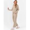 imageANRABESS Womens Pajama Sets Fuzzy Fleece 2 Piece Long Sleeve Tops Wide Leg Pants Lounge Matching Pj Set 2025 Fall OutfitsLight Khaki