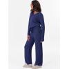 imageANRABESS Womens Pajama Sets Fuzzy Fleece 2 Piece Long Sleeve Tops Wide Leg Pants Lounge Matching Pj Set 2025 Fall OutfitsNavy Blue