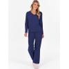 imageANRABESS Womens Pajama Sets Fuzzy Fleece 2 Piece Long Sleeve Tops Wide Leg Pants Lounge Matching Pj Set 2025 Fall OutfitsNavy Blue