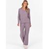 imageANRABESS Womens Pajama Sets Fuzzy Fleece 2 Piece Long Sleeve Tops Wide Leg Pants Lounge Matching Pj Set 2025 Fall OutfitsPurple