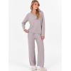 imageANRABESS Womens Pajama Sets Fuzzy Fleece 2 Piece Long Sleeve Tops Wide Leg Pants Lounge Matching Pj Set 2025 Fall OutfitsSilver Grey