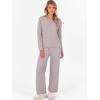 imageANRABESS Womens Pajama Sets Fuzzy Fleece 2 Piece Long Sleeve Tops Wide Leg Pants Lounge Matching Pj Set 2025 Fall OutfitsSilver Grey