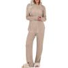 imageANRABESS Womens 2 Piece Lounge Pajama Sets Ribbed Knit Long Sleeve Tunic Tops Matching Pants Casual Fall Sleepwear OutfitsTan