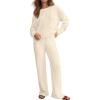 imageANRABESS Womens Fuzzy Fleece Pajama Set 2 Piece Outfits Lounge Cozy Knit Sweater Pj Sets 2025 Fall Winter Loungewear ClothesBeige