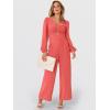 imageANRABESS Womens Long Sleeve Jumpsuit 2025 Fall Wide Leg V Neck Dressy Casual Pants Rompers One Piece Vacation Party OutfitsOrange Red