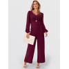 imageANRABESS Womens Long Sleeve Jumpsuit 2025 Fall Wide Leg V Neck Dressy Casual Pants Rompers One Piece Vacation Party OutfitsWine Red