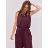 imageANRABESS Womens Summer Jumpsuits Dressy Casual One Piece Outfits Sleeveless Crewneck Rompers Jumper with Pockets 2025 TrendyBurgundy