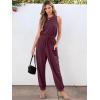 imageANRABESS Womens Summer Jumpsuits Dressy Casual One Piece Outfits Sleeveless Crewneck Rompers Jumper with Pockets 2025 TrendyBurgundy