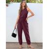 imageANRABESS Womens Summer Jumpsuits Dressy Casual One Piece Outfits Sleeveless Crewneck Rompers Jumper with Pockets 2025 TrendyBurgundy