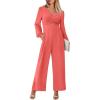 imageANRABESS Womens Long Sleeve Jumpsuit 2025 Fall Wide Leg V Neck Dressy Casual Pants Rompers One Piece Vacation Party OutfitsOrange Red