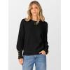 imageANRABESS Sweaters for Women Long Sleeve Crewneck Casual Loose Knit Pullover Tops Button 2025 Fall Fashion Trendy OutfitsBlack