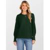 imageANRABESS Sweaters for Women Long Sleeve Crewneck Casual Loose Knit Pullover Tops Button 2025 Fall Fashion Trendy OutfitsDeep Green