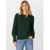 imageANRABESS Sweaters for Women Long Sleeve Crewneck Casual Loose Knit Pullover Tops Button 2025 Fall Fashion Trendy OutfitsDeep Green