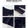 imageANRABESS Sweaters for Women Long Sleeve Crewneck Casual Loose Knit Pullover Tops Button 2025 Fall Fashion Trendy OutfitsNavy Blue