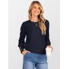 imageANRABESS Sweaters for Women Long Sleeve Crewneck Casual Loose Knit Pullover Tops Button 2025 Fall Fashion Trendy OutfitsNavy Blue
