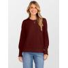 imageANRABESS Sweaters for Women Long Sleeve Crewneck Casual Loose Knit Pullover Tops Button 2025 Fall Fashion Trendy OutfitsRed
