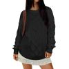 imageANRABESS Women Oversized Chunky Cable Knitted Vintage Sweater 2025 Fall OutfitsBlack