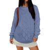 imageANRABESS Women Oversized Chunky Cable Knitted Vintage Sweater 2025 Fall OutfitsBlue