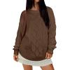 imageANRABESS Women Oversized Chunky Cable Knitted Vintage Sweater 2025 Fall OutfitsBrown