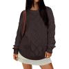 imageANRABESS Women Oversized Chunky Cable Knitted Vintage Sweater 2025 Fall OutfitsCoffee