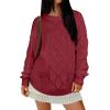 imageANRABESS Women Oversized Chunky Cable Knitted Vintage Sweater 2025 Fall OutfitsDeep Red