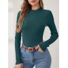 imageANRABESS Womens Long Sleeve Mock Neck Lightweight Sweater Rib Knit Slim Fit 2025 Fall Winter Casual Basic Pullover TopsDark Green