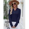 imageANRABESS Womens Long Sleeve Polo Sweaters Knit Button Shirt Lightweight Dressy Casual Basic Pullover Tops 2025 Fall FashionNavy Blue