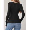 imageANRABESS Womens Long Sleeve Shirts V Neck Sexy Ribbed Knit Slim Fit Button Lightweight Sweater 2025 Fall Casual Work TopsBlack