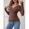 imageANRABESS Womens Long Sleeve Shirts V Neck Sexy Ribbed Knit Slim Fit Button Lightweight Sweater 2025 Fall Casual Work TopsBrown