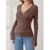 imageANRABESS Womens Long Sleeve Shirts V Neck Sexy Ribbed Knit Slim Fit Button Lightweight Sweater 2025 Fall Casual Work TopsBrown