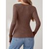 imageANRABESS Womens Long Sleeve Shirts V Neck Sexy Ribbed Knit Slim Fit Button Lightweight Sweater 2025 Fall Casual Work TopsBrown