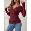 imageANRABESS Womens Long Sleeve Shirts V Neck Sexy Ribbed Knit Slim Fit Button Lightweight Sweater 2025 Fall Casual Work TopsBurgundy