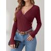 imageANRABESS Womens Long Sleeve Shirts V Neck Sexy Ribbed Knit Slim Fit Button Lightweight Sweater 2025 Fall Casual Work TopsBurgundy