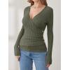 imageANRABESS Womens Long Sleeve Shirts V Neck Sexy Ribbed Knit Slim Fit Button Lightweight Sweater 2025 Fall Casual Work TopsDeep Green