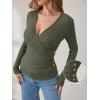 imageANRABESS Womens Long Sleeve Shirts V Neck Sexy Ribbed Knit Slim Fit Button Lightweight Sweater 2025 Fall Casual Work TopsDeep Green