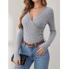 imageANRABESS Womens Long Sleeve Shirts V Neck Sexy Ribbed Knit Slim Fit Button Lightweight Sweater 2025 Fall Casual Work TopsGrey