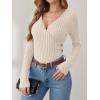 imageANRABESS Womens Long Sleeve Shirts V Neck Sexy Ribbed Knit Slim Fit Button Lightweight Sweater 2025 Fall Casual Work TopsLight Khaki